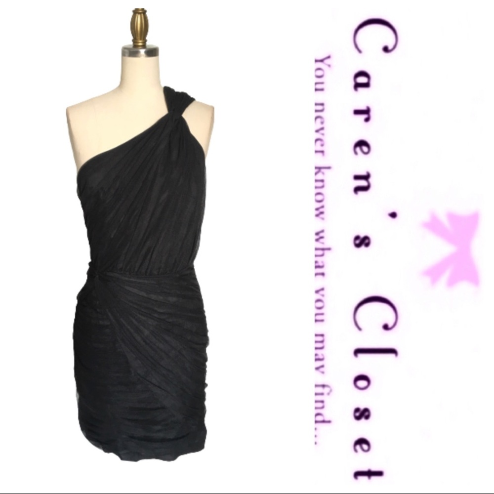 Armani Exchange Black Mesh One Shoulder Mini Dress